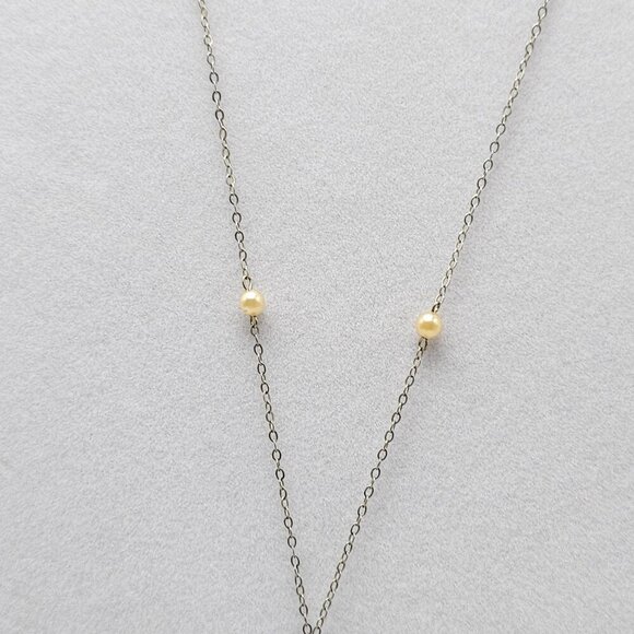 Pink Reverse Carved Intaglio Glass Pendant Necklace With Chain Pearl Accents - Picture 4 of 7